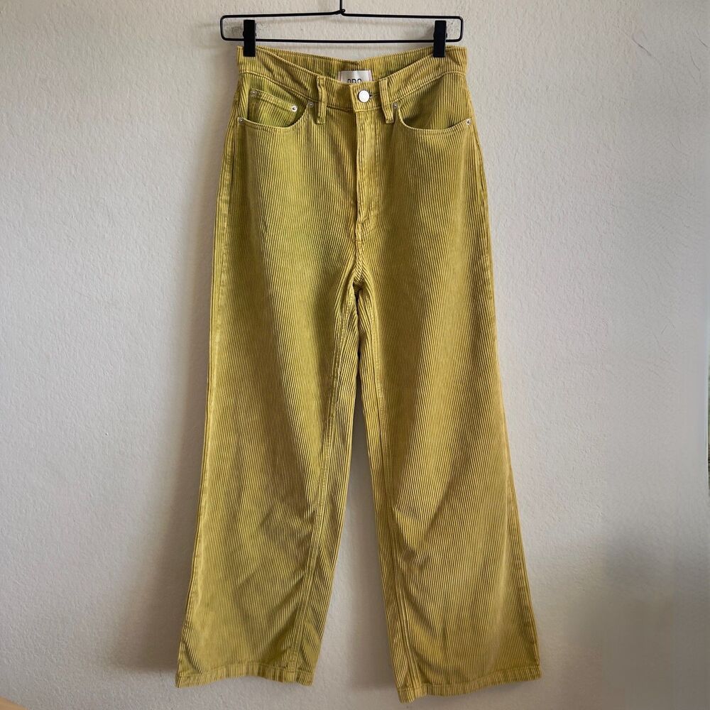BDG Yellow Green Corduroy High Waist Wide Leg Pants Womens 27 - Picture 1 of 6
